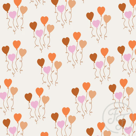 Family Fabrics | Balloon Heart in Multicolor | 106-144 (by the full yard)