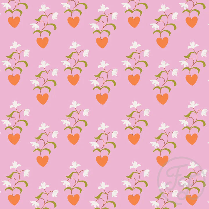 Family Fabrics | Heart Floral in Pink Flare | 106-152 (by the full yard)