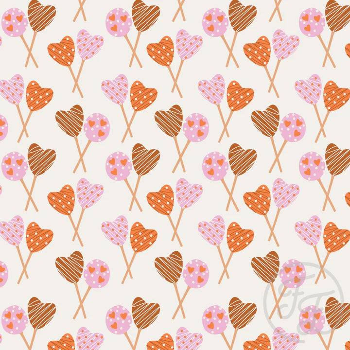 Family Fabrics | Love Heart Ice Cream in Seashell | 106-156 (by the full yard)