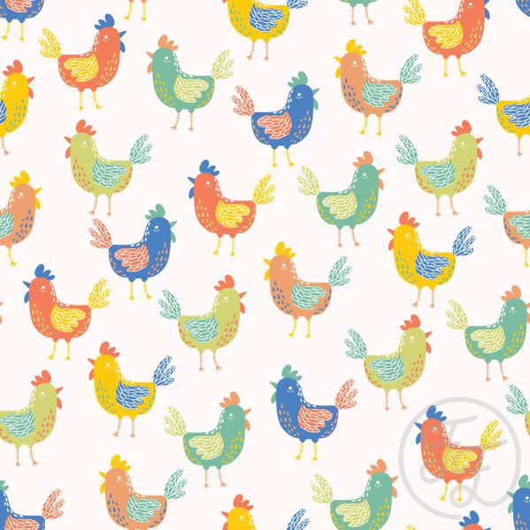 Family Fabrics | Chicken Colourful | 106-192 (by the full yard)