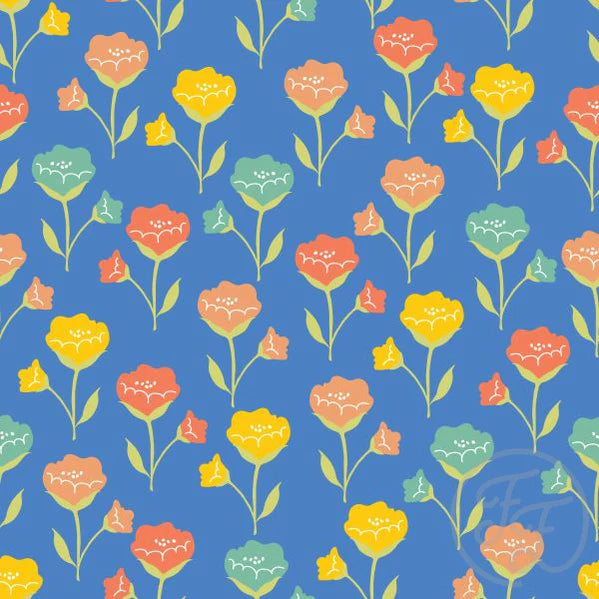 Family Fabrics | Easter Floral Blue | 106-196 (by the full yard)