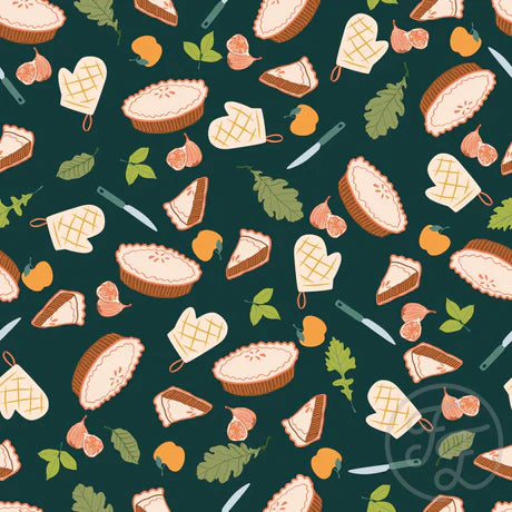 Family Fabrics | Apple Cozy Pie in Timber Green | 106-222 (by the full yard)