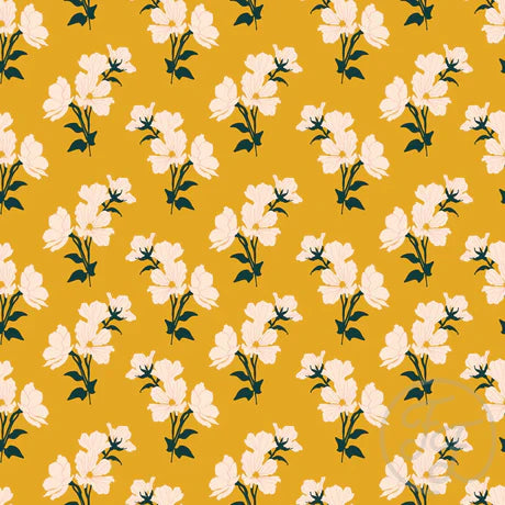 Family Fabrics | Cozy Flower Fall in Bee Yellow | 106-235 (by the full yard)
