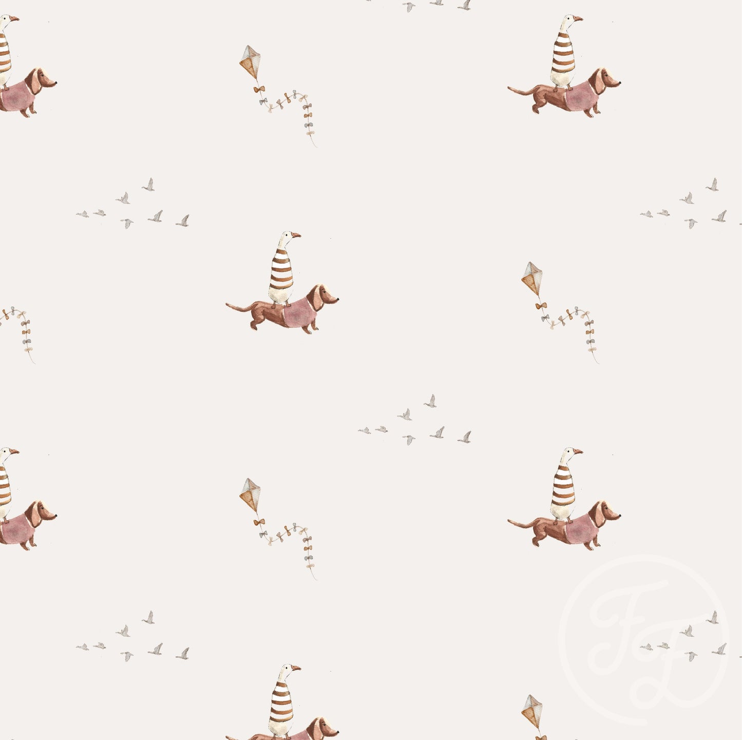 Family Fabrics | Dachshund Ducks Pink 107-114 (by the full yard)