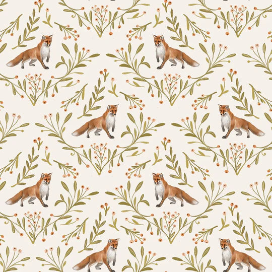 Family Fabrics | Foxes Softgreen | 107-125 (by the full yard)