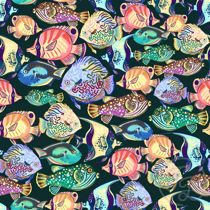 Family Fabrics | Fish Frenzy (15"x15") | 110-122 (by the full yard)