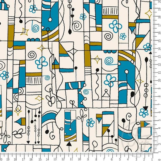 Family Fabrics | Analytical Magic in Curious Blue and Mustard | 112-101 (by the full yard)