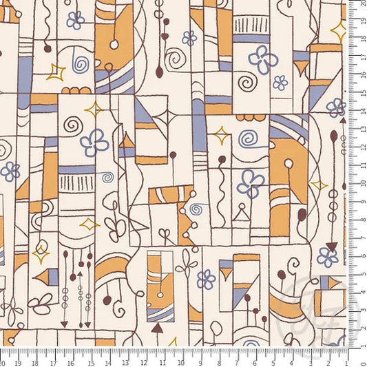 Family Fabrics | Analytical Magic in Pastel Orange and Iris | 112-103 (by the full yard)
