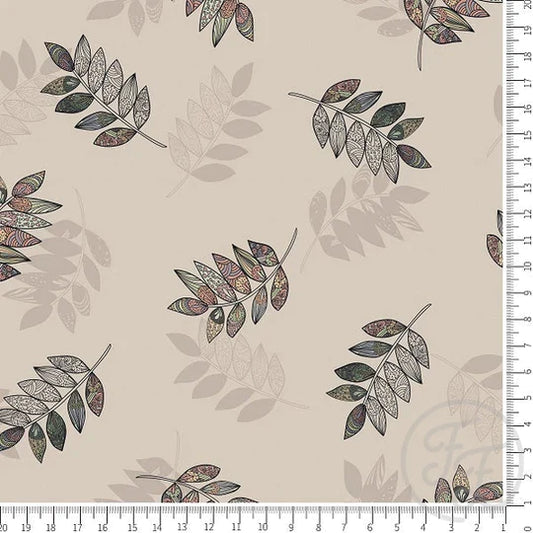 Family Fabrics | Authentic Outbloom in Biscuit | 112-105 (by the full yard)