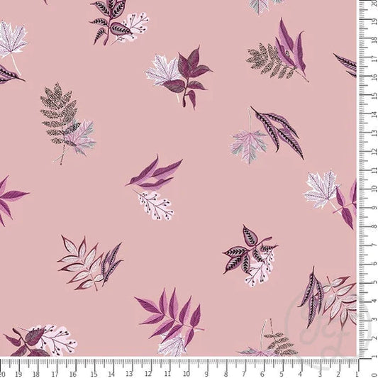 Family Fabrics | Botanical Painted Leaves in Crepe Pink | 112-109 (by the full yard)