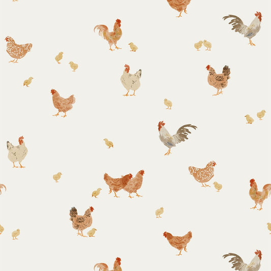 (IN STOCK) Family Fabrics | Chickens 100-1211 | Jersey 220gsm BY THE HALF YARD