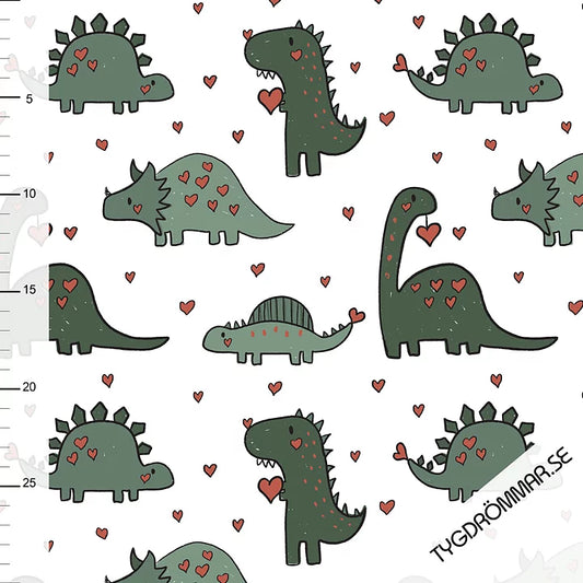 Tygdrommar French Terry - Dino Love BY THE HALF YARD