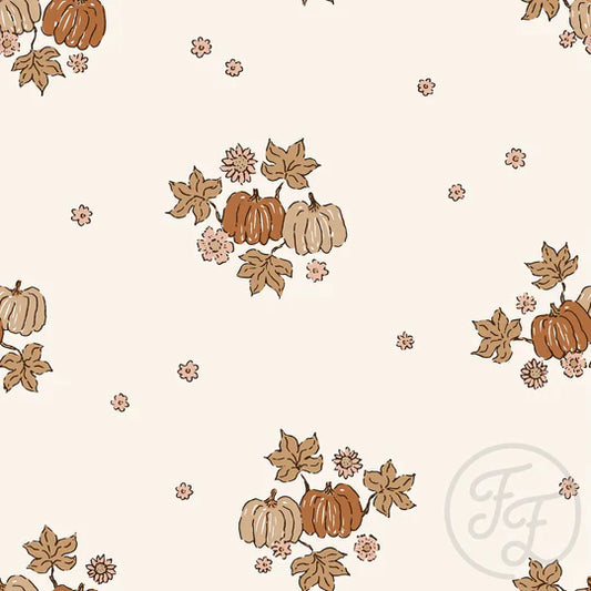 Family Fabrics | Floral Pumpkins | 101-238 (by the full yard)