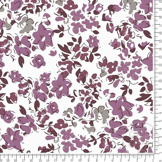 Family Fabrics | Floral Lilac in White | 112-124 (by the full yard)