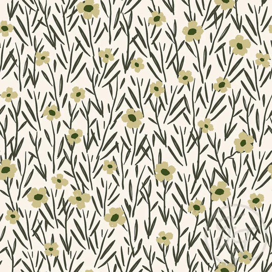Family Fabrics | Frosty Flowers Lemon | 101-245 (by the full yard)