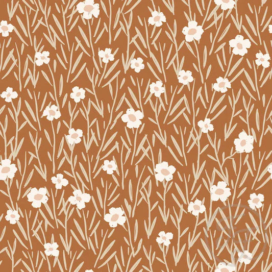 Family Fabrics | Frosty Flowers Brown (6"x6") | 101-242 (by the full yard)