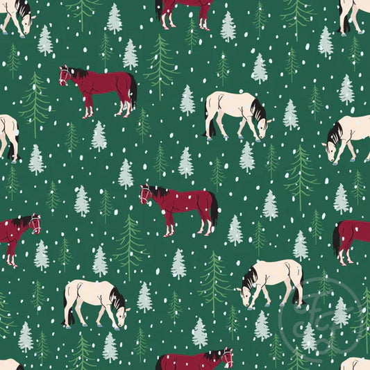 Family Fabrics | Horse Green Pea 106-313 | (by the full yard)