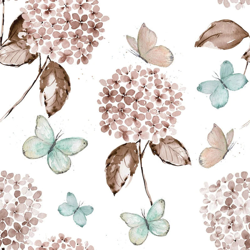 Family Fabrics | Hydrangea Butterflies 102-105 (by the full yard)