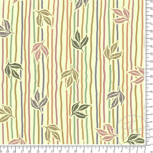 Family Fabrics | Leaves through the Lines in Butterscotch | 112-131 (by the full yard)