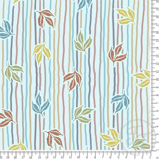 Family Fabrics | Leaves through the Lines in Teal | 112-133 (by the full yard)