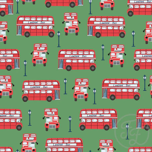 Family Fabrics | London Bus Muted Green 106-320 | (by the full yard)