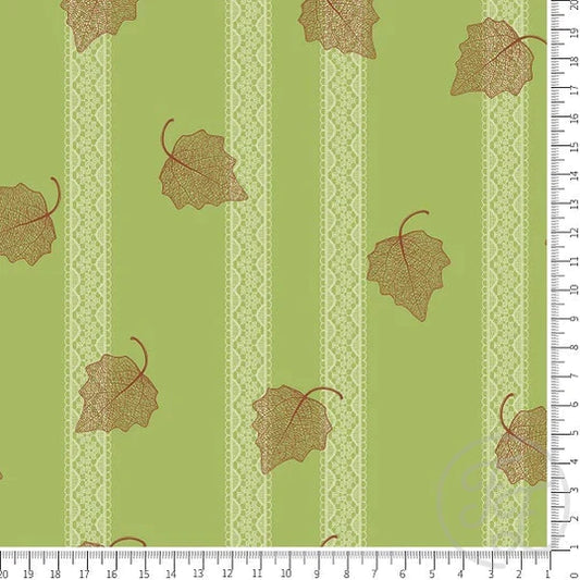 Family Fabrics | Mesh Leaf and Lace in Light Olive | 112-136 (by the full yard)