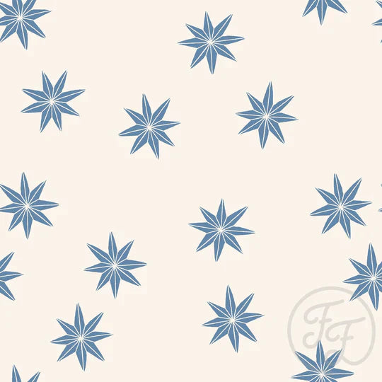 Family Fabrics | Paper Christmas Stars Delft Blue | 101-252 (by the full yard)