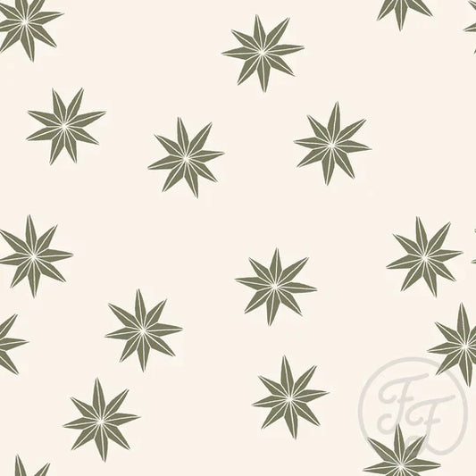 Family Fabrics | Paper Christmas Stars Olive | 101-254 (by the full yard)