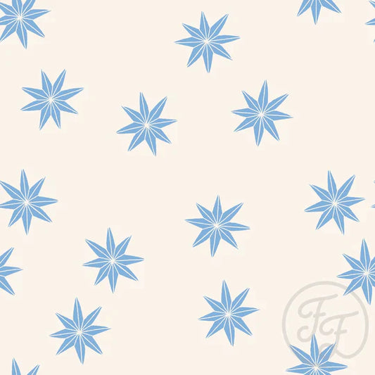 Family Fabrics | Paper Christmas Stars Sky Blue | 101-255 (by the full yard)