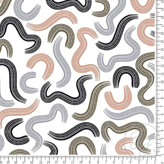 Family Fabrics | Pastel Wavy Shapes | 112-142 (by the full yard)