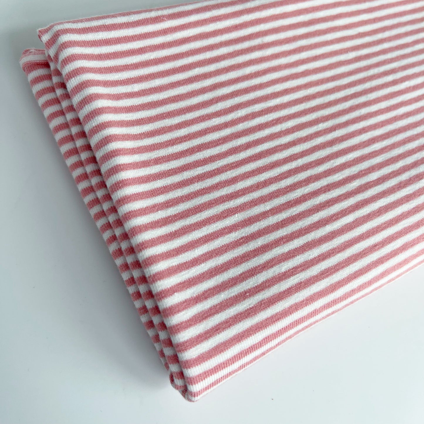 Euro Stripes, Thin (2mm) | Coral | Jersey | BY THE HALF YARD