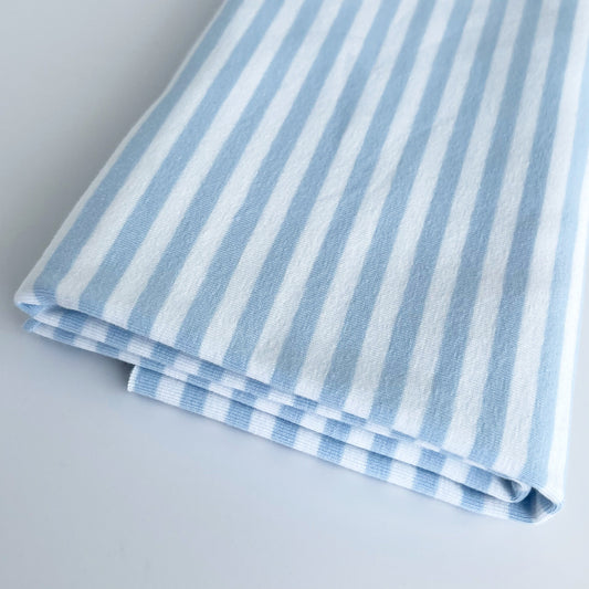 Euro Stripes, Medium (5mm) | Baby Blue | Jersey | BY THE HALF YARD