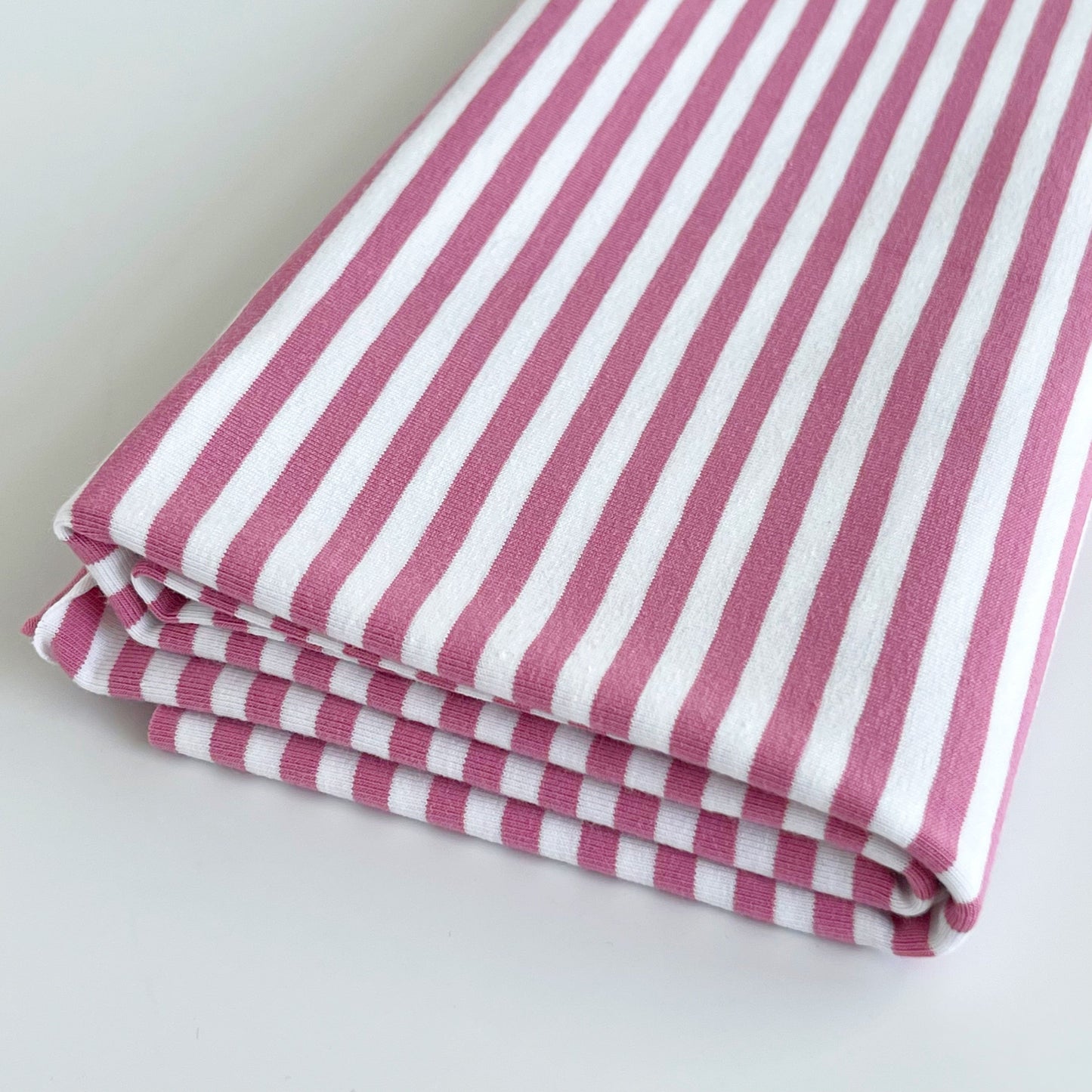 Euro Stripes, Medium (5mm) | Old Pink | Jersey | BY THE HALF YARD
