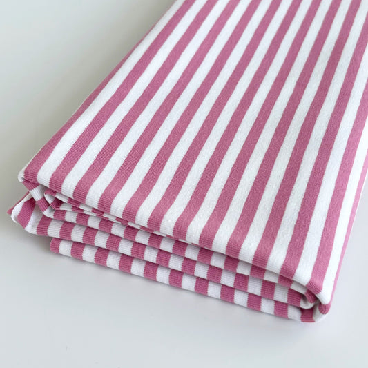 Euro Stripes, Medium (5mm) | Old Pink | Jersey | BY THE HALF YARD