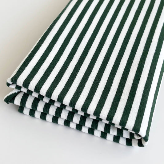 Euro Stripes, Medium (5mm) | Dark Green | Jersey | BY THE HALF YARD
