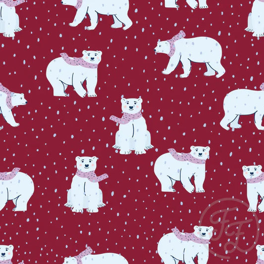 Family Fabrics | Polar Bear Rose Bud Cherry 106-322 | (by the full yard)