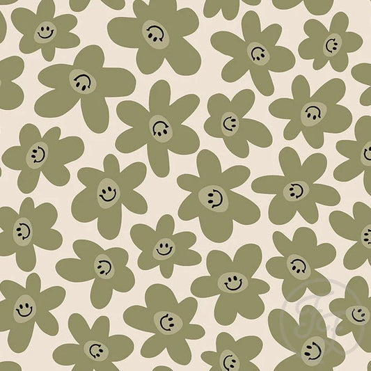 Family Fabrics | Smiling Flower Green | 100-1662 (by the full yard)