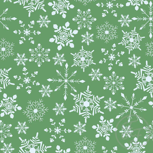 Family Fabrics | Snowflakes Muted Green 106-328 | (by the full yard)