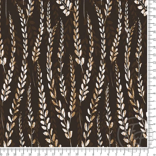 Family Fabrics | Tie and Dye Leafs in Coffee Brown | 112-149 (by the full yard)