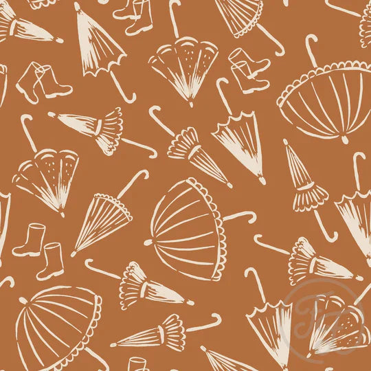 Family Fabrics | Umbrellas Brown (5.5"x5.5") | 101-260 (by the full yard)