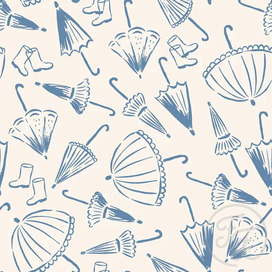 Family Fabrics | Umbrellas Delft Blue (5.5"x5.5") | 101-261 (by the full yard)