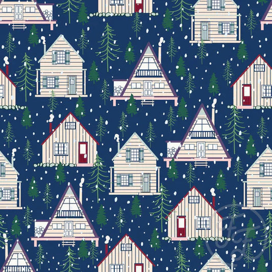 Family Fabrics | Winter Village Nile Blue 106-343 | (by the full yard)