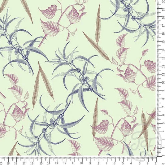 Family Fabrics | Botanic Pastel Leaf | 112-108 (by the full yard)