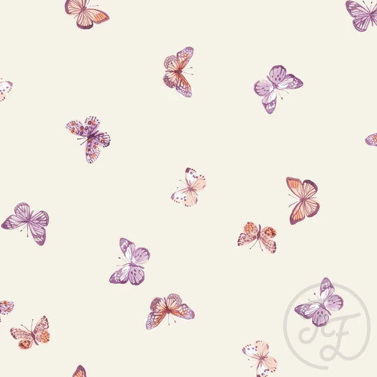 (IN STOCK LIMITED TIME) Family Fabrics | Butterflies 200-103 | Jersey 220gsm BY THE HALF YARD