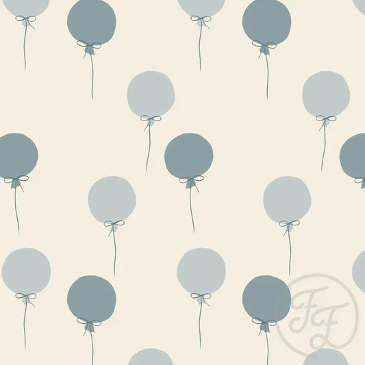Family Fabrics | Balloons Small Blue Beige 100-1966 | (by the full yard)