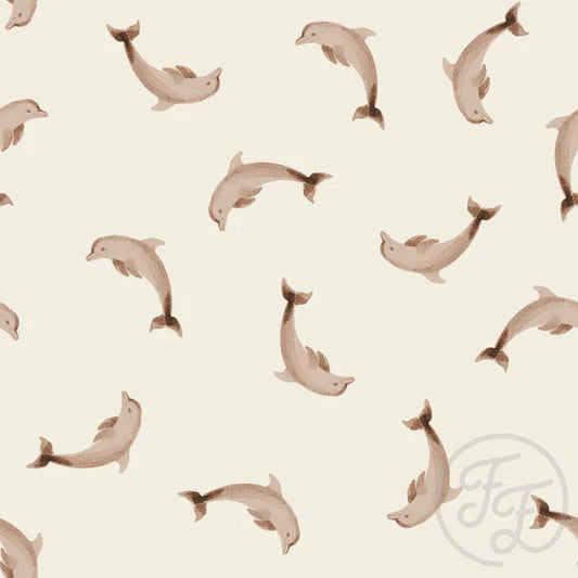 Family Fabrics | Dolphins Blue Beige 100-1568 (by the full yard)