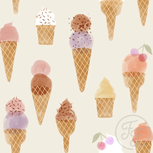 (IN STOCK) Family Fabrics | Ice Cream 100-1573 | Jersey 220gsm BY THE HALF YARD