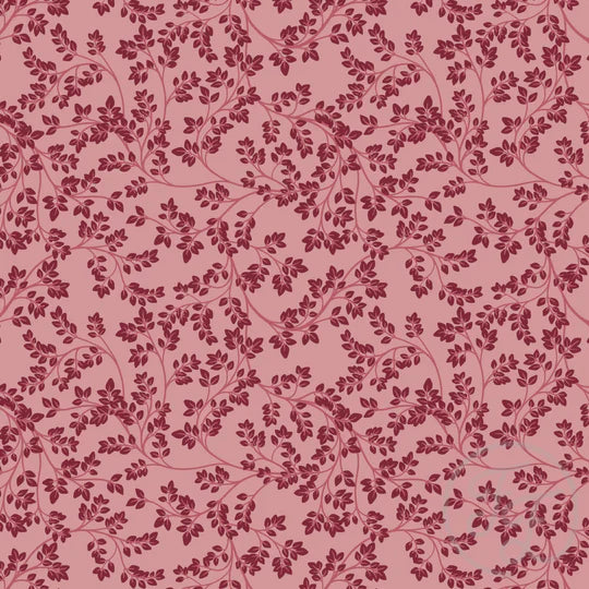 Family Fabrics | Chintz Leaves Pink Plum | 100-1779 (by the full yard)