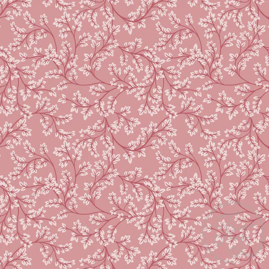 Family Fabrics | Chintz Leaves Pink White | 100-1780 (by the full yard)