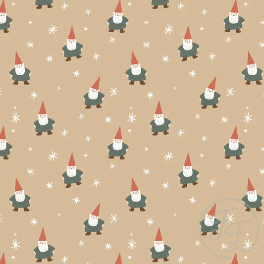 Family Fabrics | Christmas Gnome and Stars Small Toffee | 100-1788 (by the full yard)